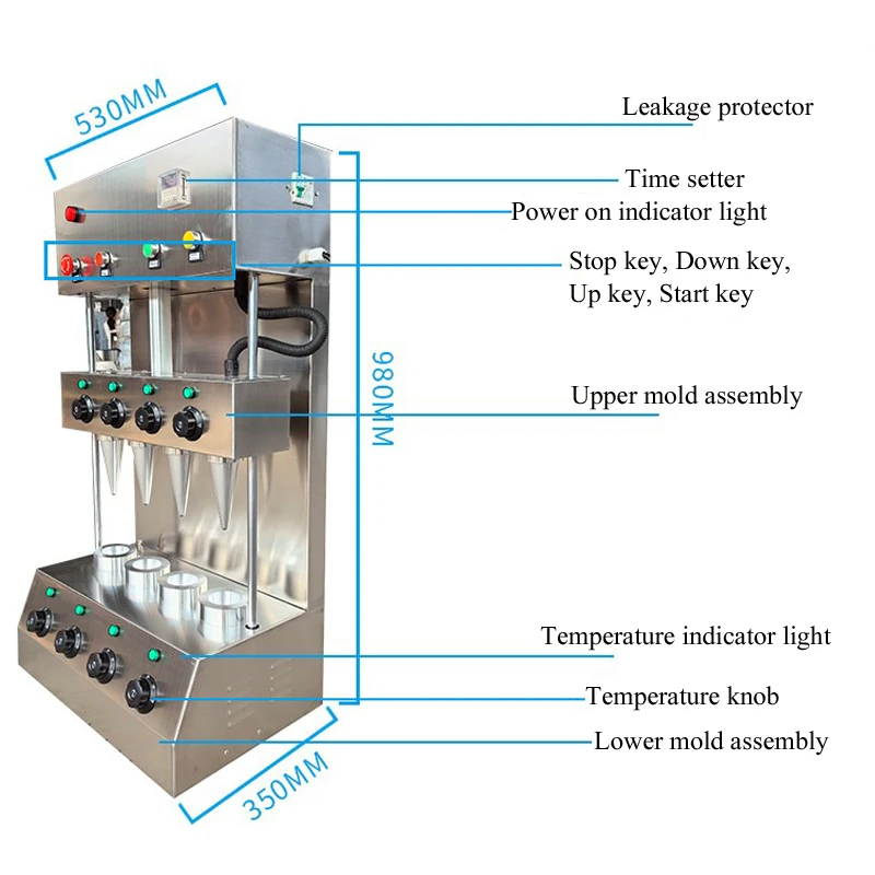 4 Moulds Stainless Steel Pizza Cone Machine With Rotary Oven Machine Commercial Pizza Making Machines