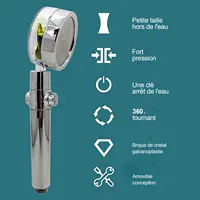 EHEH High Pressure Shower Heads 360 Degrees Rotating  Handheld Turbo Fan Shower Turbocharged Propeller Shower 2