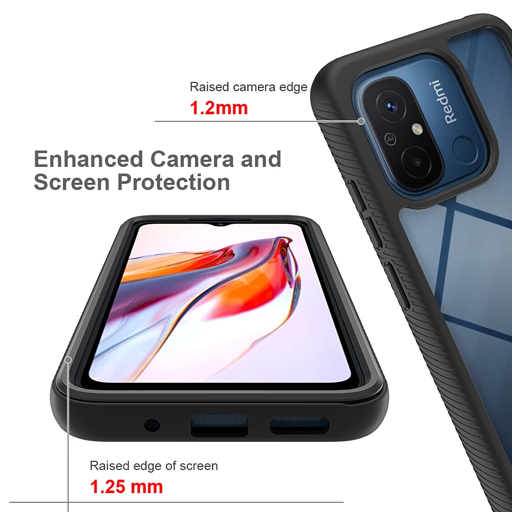 Фото Гибридный Прочный противоударный чехол для Redmi 12C 11A 10C 10A 9C Poco C40, бампер из ТПУ, прозрачный акриловый жесткий пластиковый чехол-накладка №4