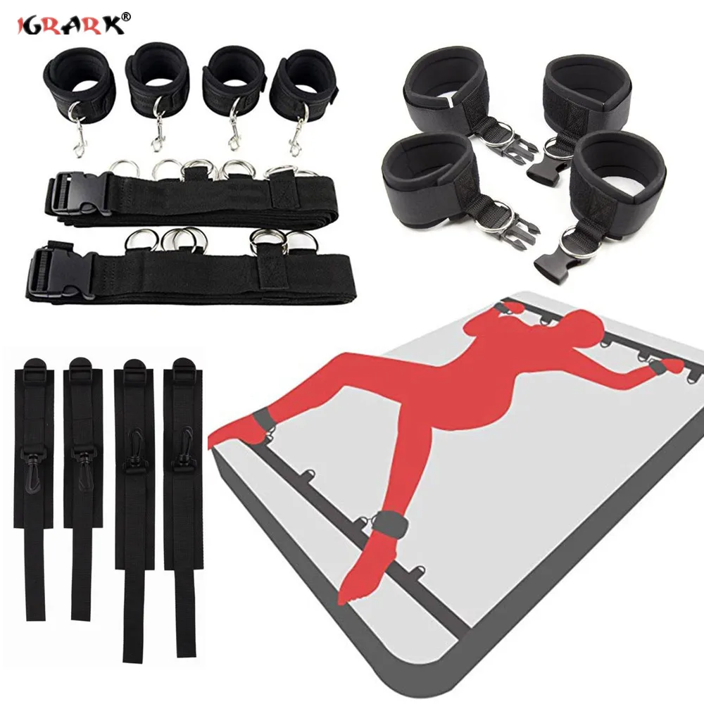 Bed BDSM Bondage Adult Sex Toys Nylon Handcuffs Ankle Cuffs for Women Couples Games