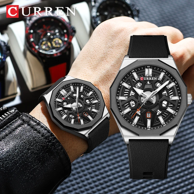 

Luxury Sport Waterproof Male Clocks CURREN Fashion Creative Design Luminous Hands Quartz Watch Men Business Leather Wristwatches