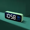 Music LED Digital Alarm Clock Voice Control Temperature Humidity Display Desktop Clocks Home Table Decoration Built-in 1200mAh 1