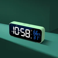 Music LED Digital Alarm Clock Voice Control Temperature Humidity Display Desktop Clocks Home Table Decoration Built-in 1200mAh 1