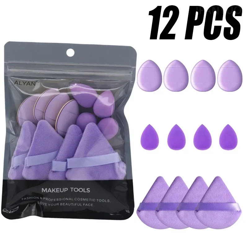 12PCS Cosmetic Puff Set Multicolor Soft Foundation Powder Makeup Sponge Egg Pink Purple Puff Makeup Tools Accessories Wholesale