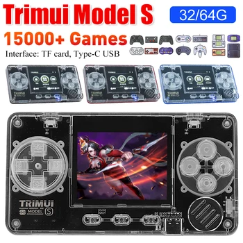 Trimui-Model S Handheld Game Console, Console de videogame retrô LCD, 2.0 ", Resolução IPS, 15000 + Games, 32G, 64G Memory Card