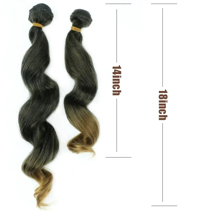 Synthetic Hair Extensions Deep Wavy Weave Bundles Synthetic Hair Extensions Afro Kinky Curly 6Ps/Lot 14/18 Inch Ombre Brown Wavy Hair Bundles for Women