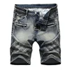 Multi-pocket Zipper Vintage Jeans Male Summer New Fashion Denim Shorts for Men Stretch Straight Casual Denim Shorts Gray Blue