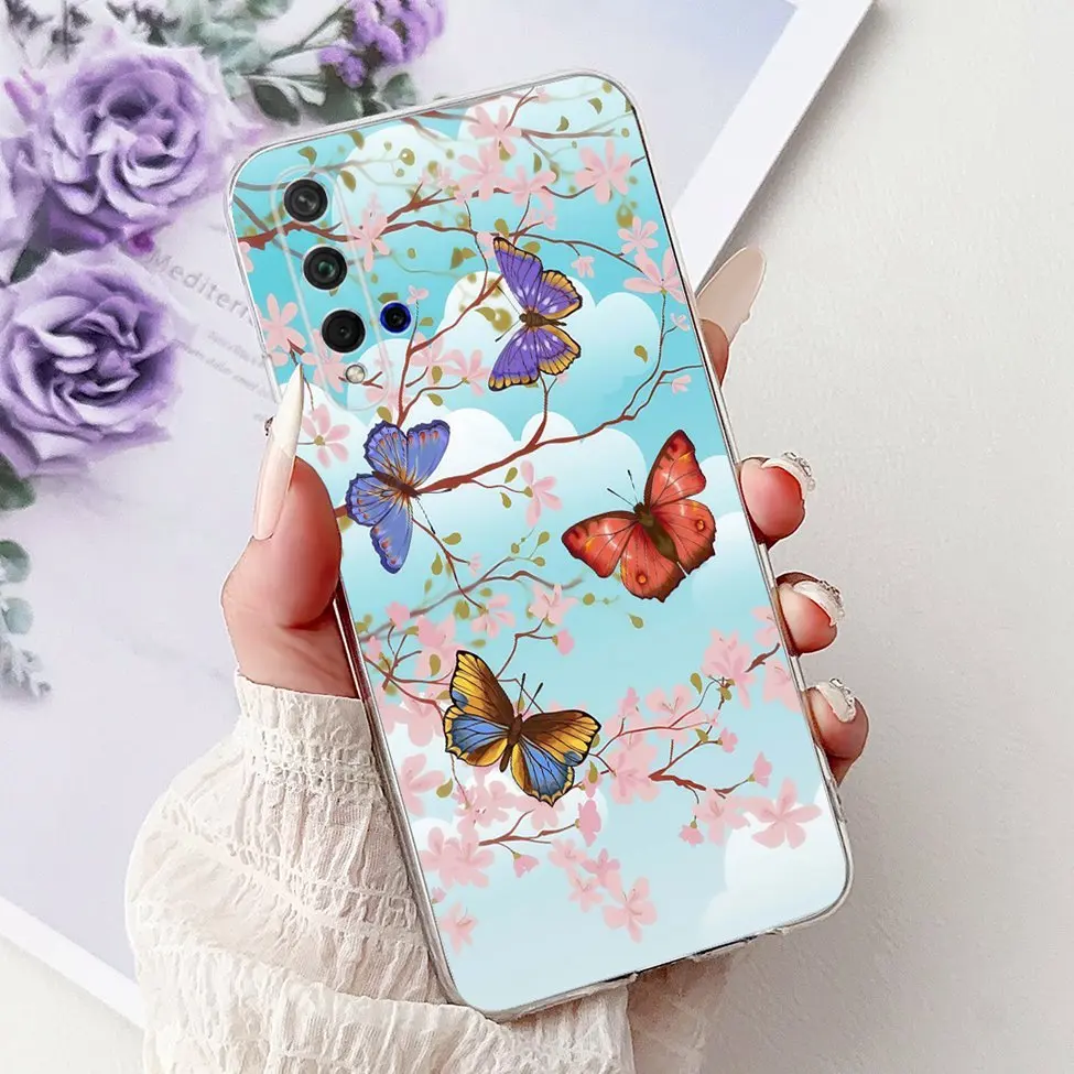 Cute Cat & Floral Design Phone Case for Huawei Honor 20/Nova 5T