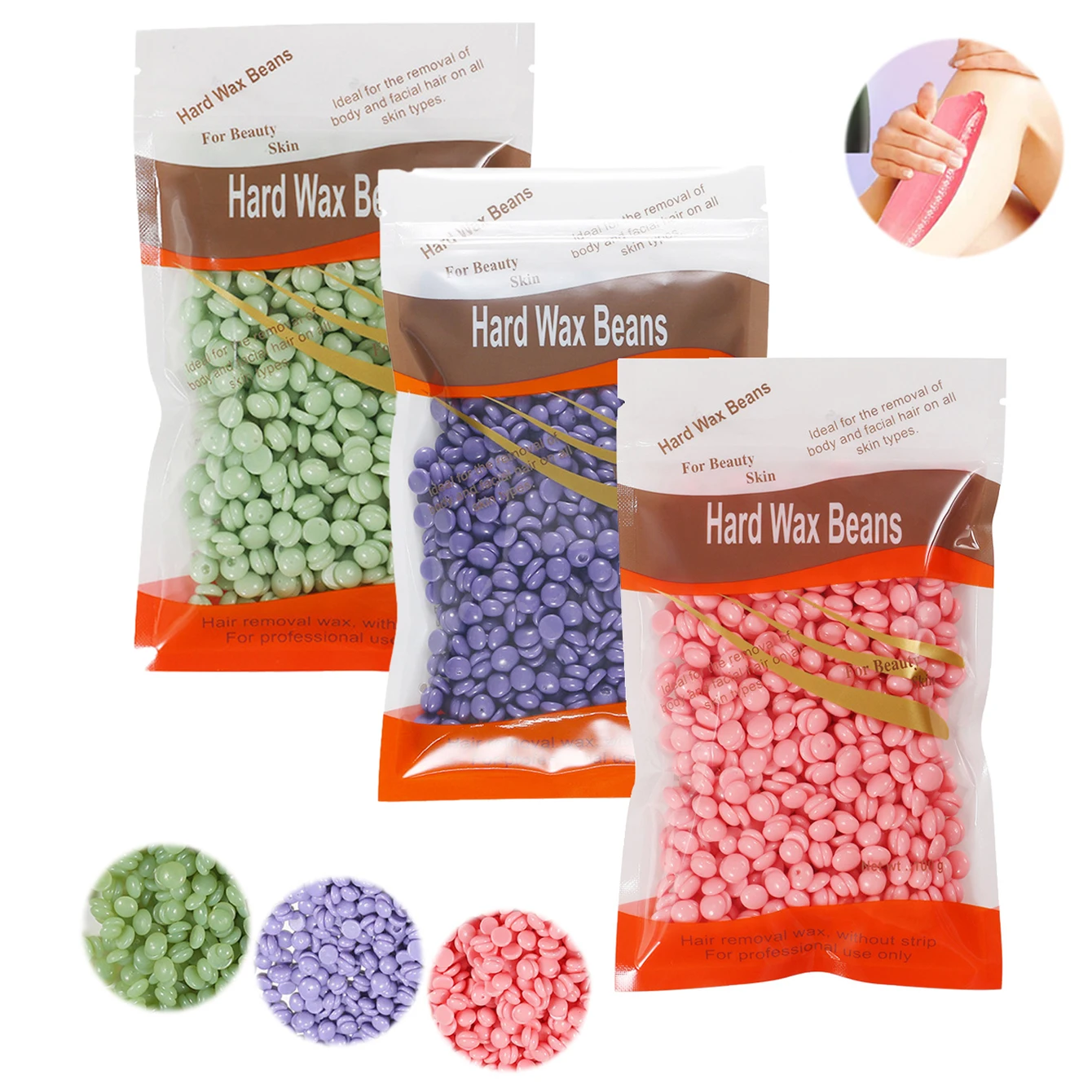 1Pc Depilated Wax Beans Granule No Need Paper Rose Lavender For Arm Legs Armpit Bagged Honey Wax Beans