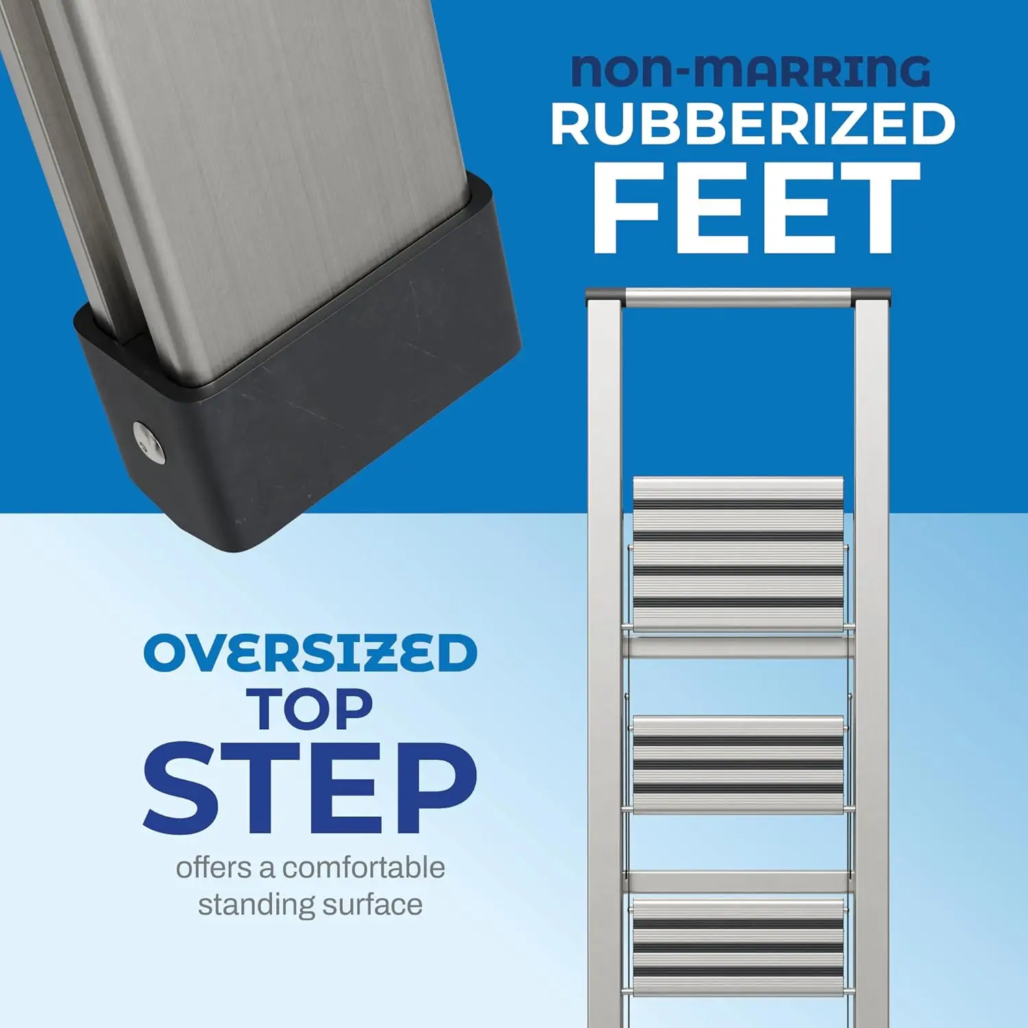 Step Ladder 4 Step Folding, Decorative - Modern Beautiful Aluminum, Ultra Slim Profile, Anti Slip Steps Sturdy-Portable for Home