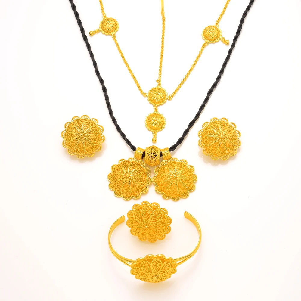 Ethiopian Big Pendant Chain Jewelry Set 