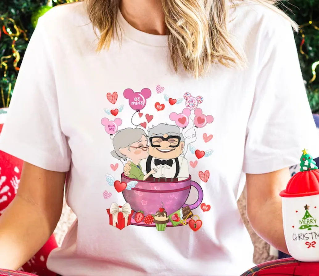 Carl Ed Ellie Maglietta Di San Valentino Palloncino Da Tè San Valentino Per Coppie Maniche Lunghe O Corte