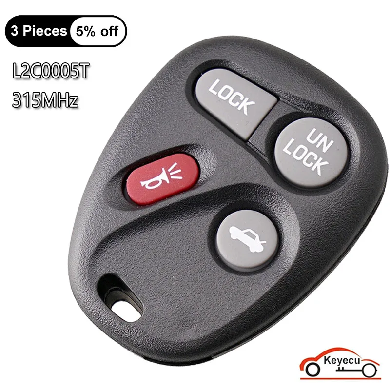 

KEYECU 4 Buttons 315MHz for Cadillac CTS SRX for Chevrolet Cavalier 2000-2005 Auto Remote Control Key Fob L2C0005T 16263074-99