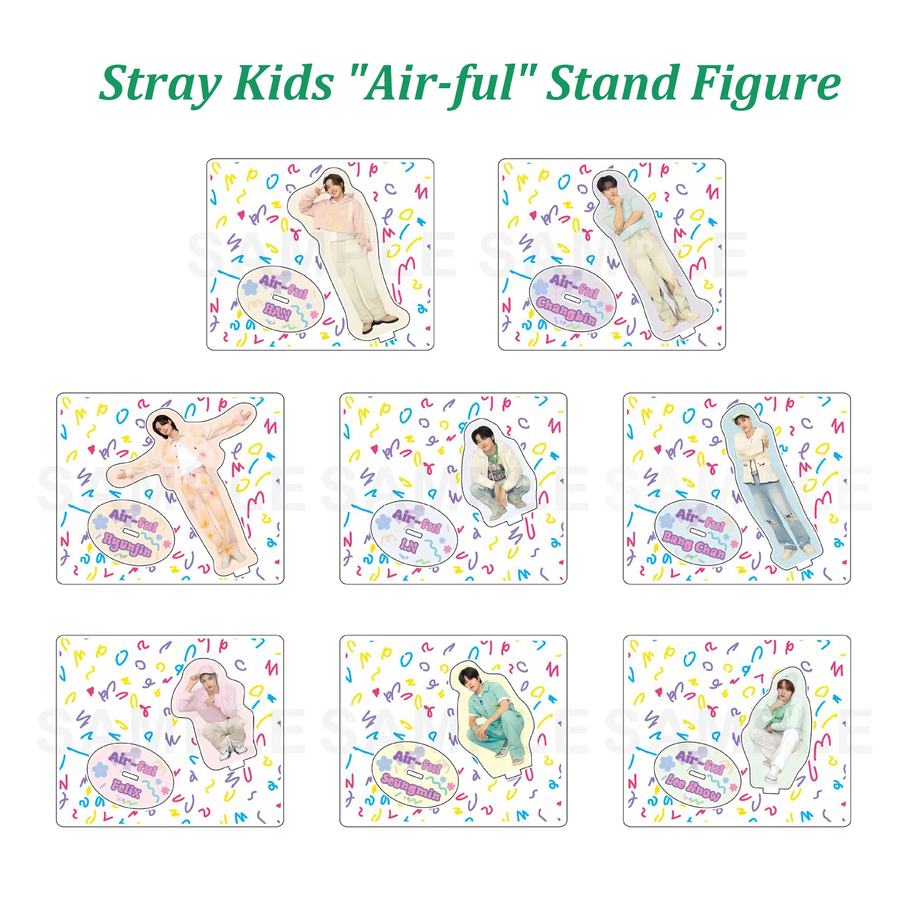 

KPOP Stray Kids Full-Body HD Acrylic Stand Model 2024"Air-ful" HyunJin Felix Figure Desktop Ornament BangChan Fans Gifts