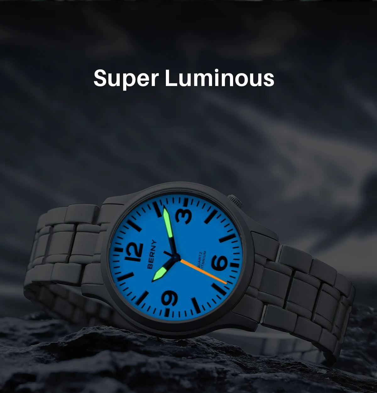 BERNY Titanium Watches for Men Sapphire Field Sports Quartz
