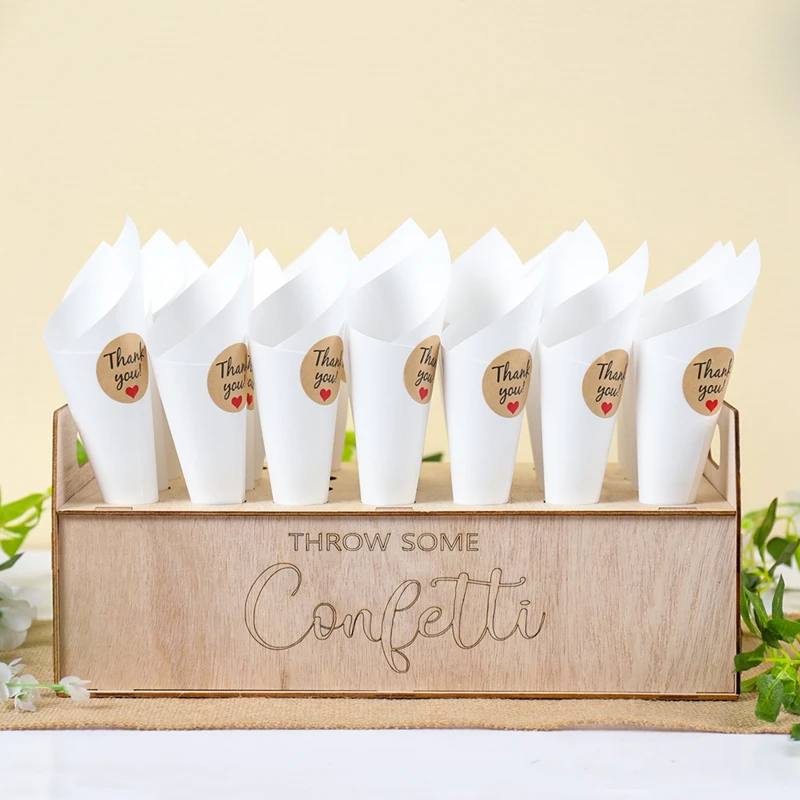 Wooden Wedding Confetti Cone Frame Tray Confetti Cones Stand Box Rustic