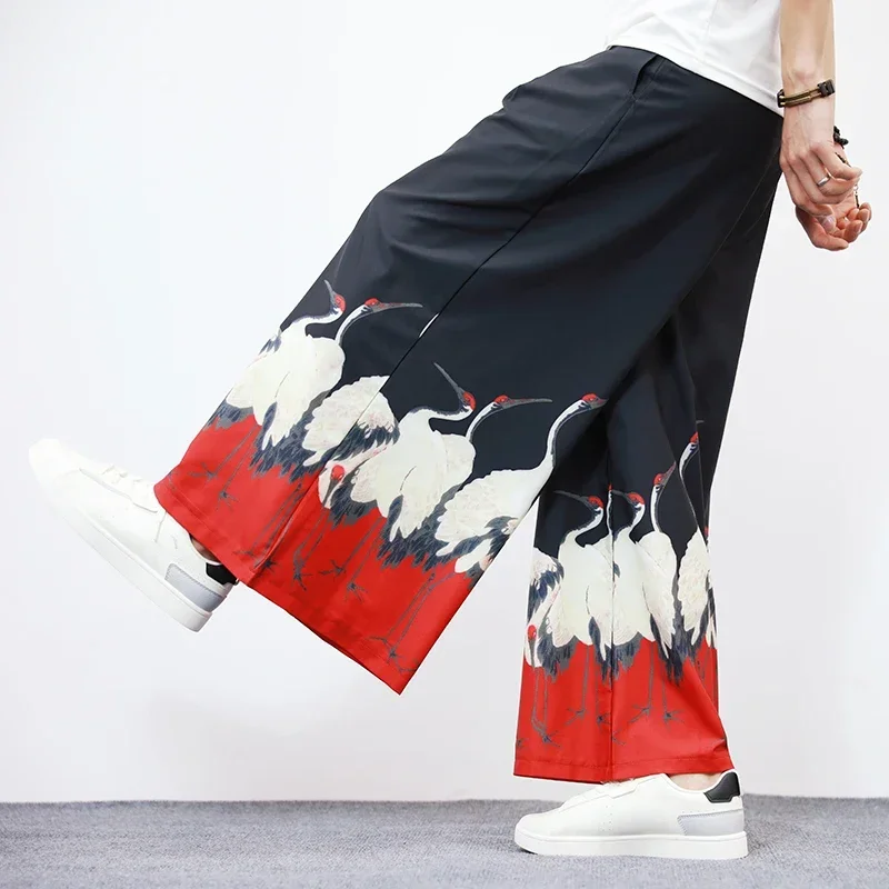 New Japanese Fashion Men's and Women's Trousers Large Size Loose Men's Sports Pants Color Matching Large Baggy Pants