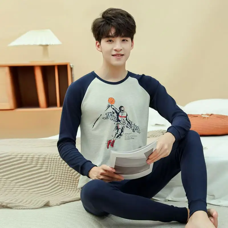 Teenage Boys Pajamas New Autumn Long Sleeve Children's Clothing Girls Sleepwear Cotton Pyjamas Sets For Kids 8 10 12 14 17 Years