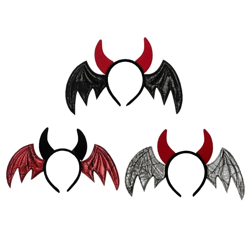 

Halloween Party Headband Bat Wing&Devil Horn Shape Hair Hoop for Adult Teens