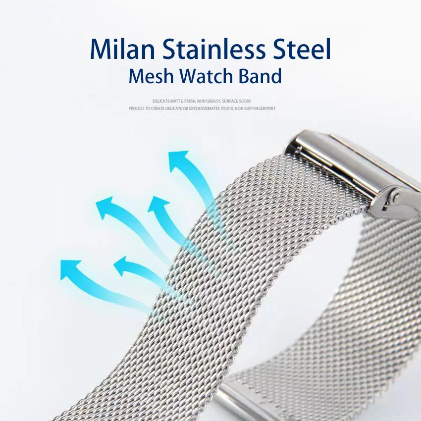 Sleek Mesh Milanese Stainless Steel Quick Release Watch Band - Adjustable Sizes