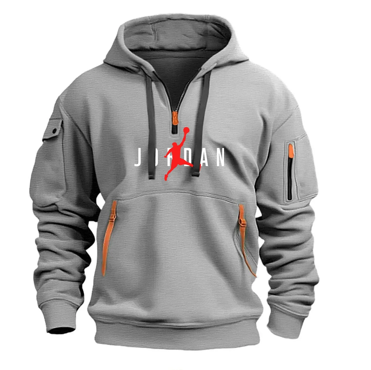 New Multi Pocket Zipper Fleece Hooded Casual Shirt for Men and Women Plus Size Loose Pullover Fashion Sweatshirt top
