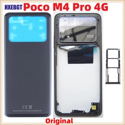 Original New For Xiaomi Poco M4 Pro 4G Back Cover + LCD Front Frame + Volume Button + Camera Glass Lens + Sim Tray Parts