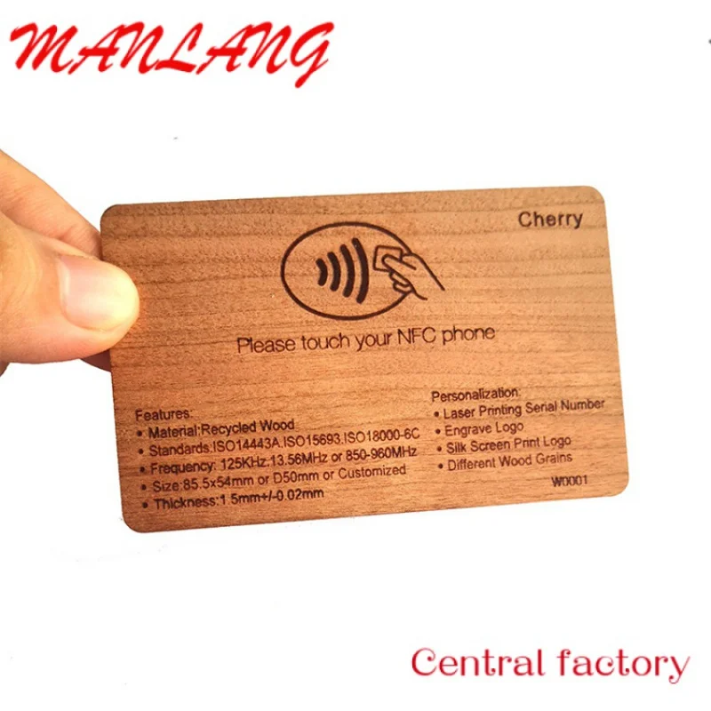 Custom  13.56hz N213/216 N ooden busins card RFID ooden  hotel  card N busins   card