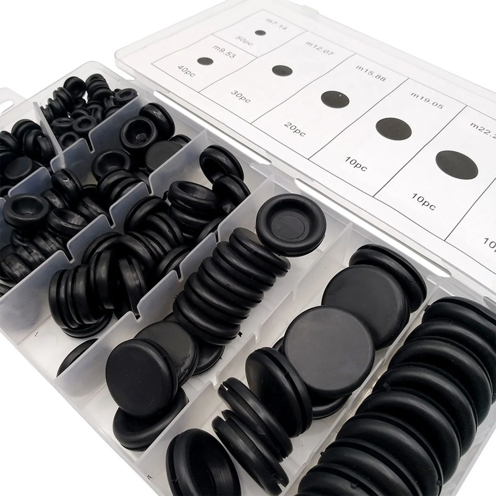 170PCS/box Rubber Grommets Assortment Firewall Hole Plug Electrical Wire Gasket Set Rubber Grommet Replacement
