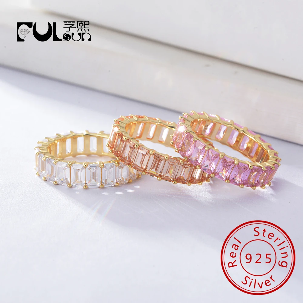 Dainty Fashion Handmade Cute S925 Sterling Silver Cubic Color Zircon Rings for Girl Jewelry