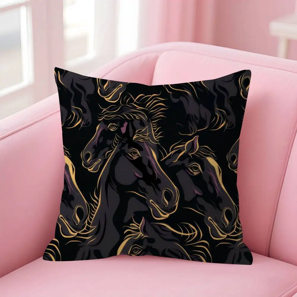 Luxuriöses Pferde-Motiv Bedrucktes Kissen Geschenk Heim Büro Dekoration Schlafzimmer Sofa Auto Kissenbezug 45x45 – Detail 9