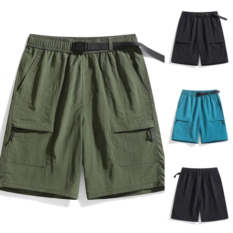 

2024 New Sports Shorts Men's Jogging Training Multi Bag Beach Shorts Fashion Leisure Outdoor Summer Running Army Green Shorts