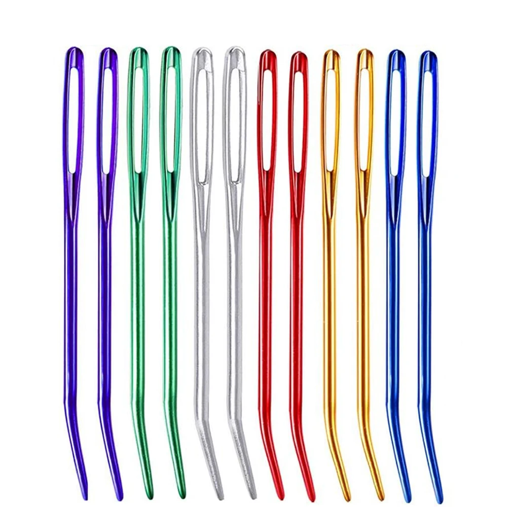 2Pcs Large Eye Blunt Needles Yarn Sewing Needles Aluminum Bent Tip
