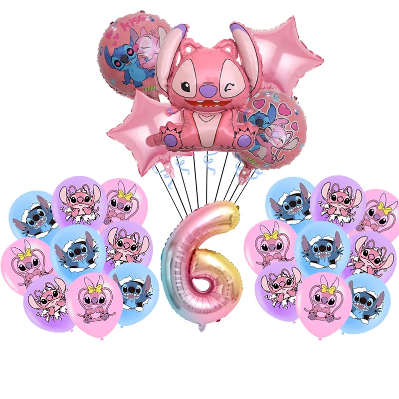 Party Supplies Disney Lilo&Stitch Birthday Party Decorations Disposable Plate Angel Balloon Baby Shower Girls Birthday Party
