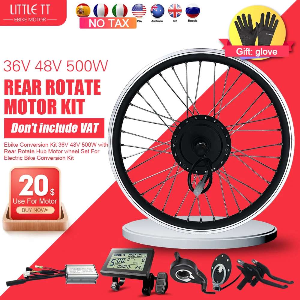 EbikeConversionKit36V48V500WwithRearRotateHubMotorwheelSet