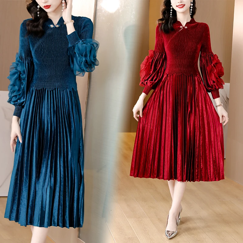 

Новинка Осень-зима 2023, платье миаке со складками, Длинные вечерние платья в иностранном стиле для женщин, одежда для женщин