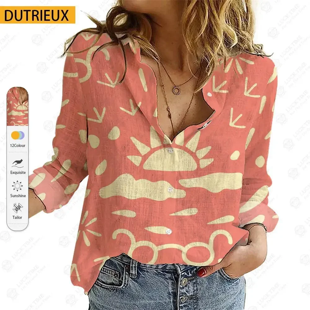 

Женская однобортная блузка, свободная рубашка большого размера с длинным рукавом и забавным 3D-принтом, оригинальный дизайн, лето