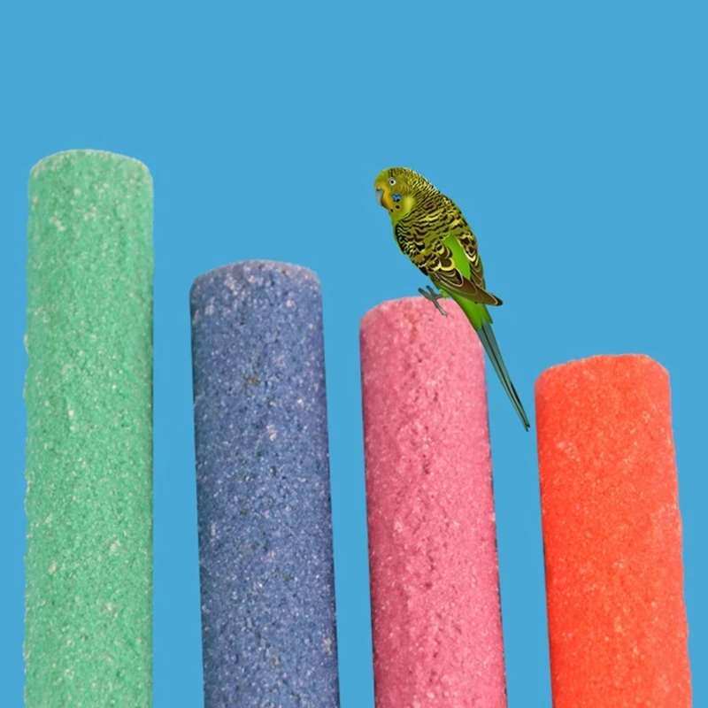 Bird Cage Perches Parrot Perch Natural Wood Stand Sand Surfaces Paw Grinding Sticks Trim Nails Bar for Conures Parakeets Easy to Install