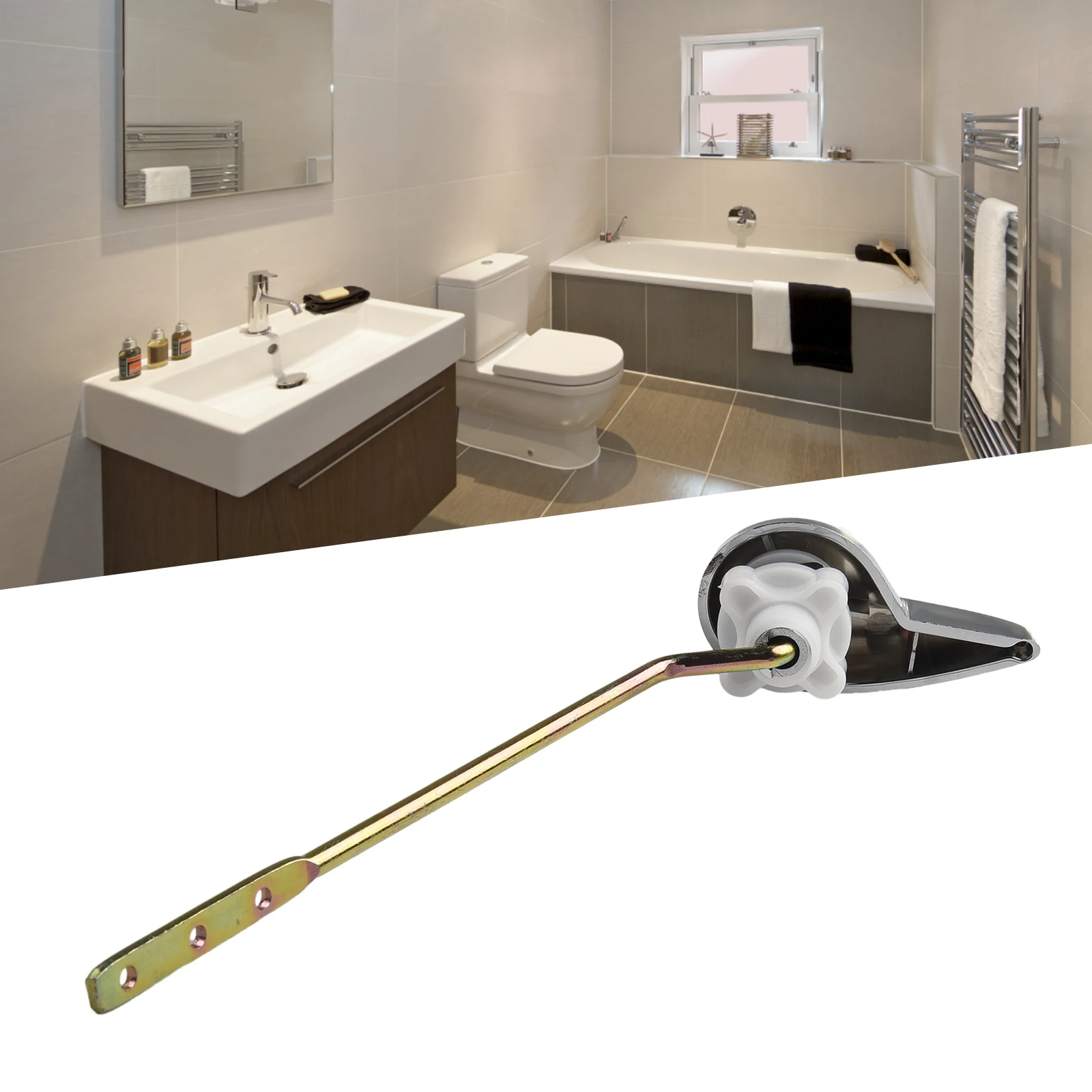 Description Picture 2 of item1pcs Carbon Steel Toilet Lever Handle For 99% Toilet Tank For Decorate Bathroom Fittings Assembly Replacement Power Tools