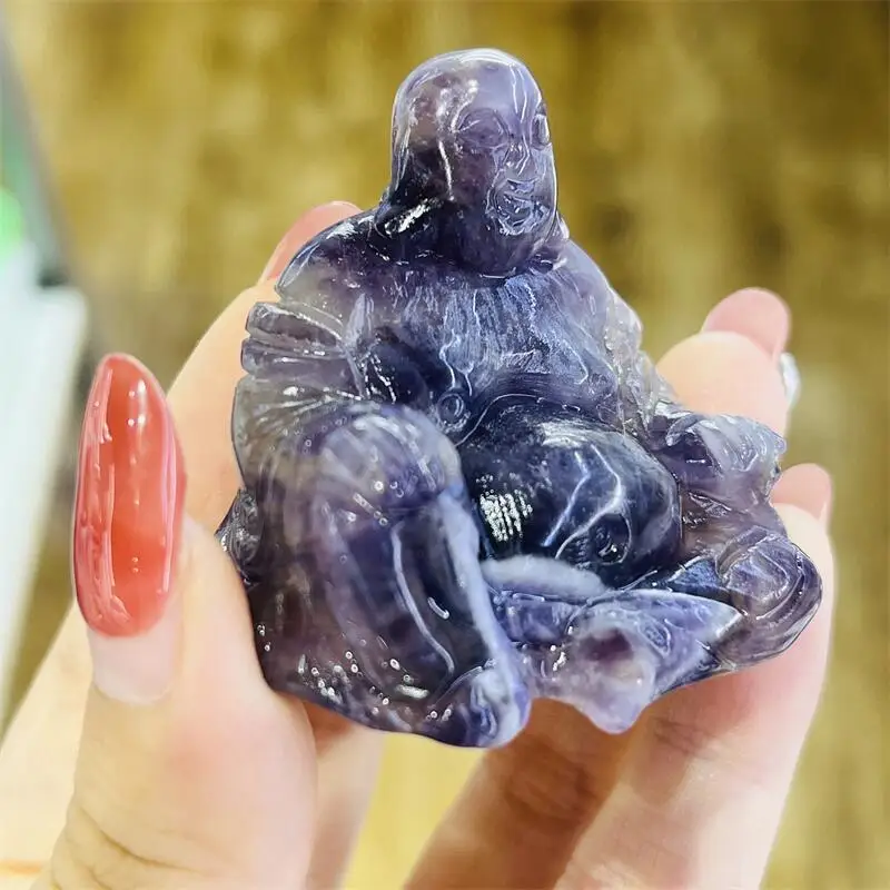 5CM Natural Amethyst Buddha Carving Polished Reiki Healing High Quality Room Decor Energy Gifts 1PCS 4