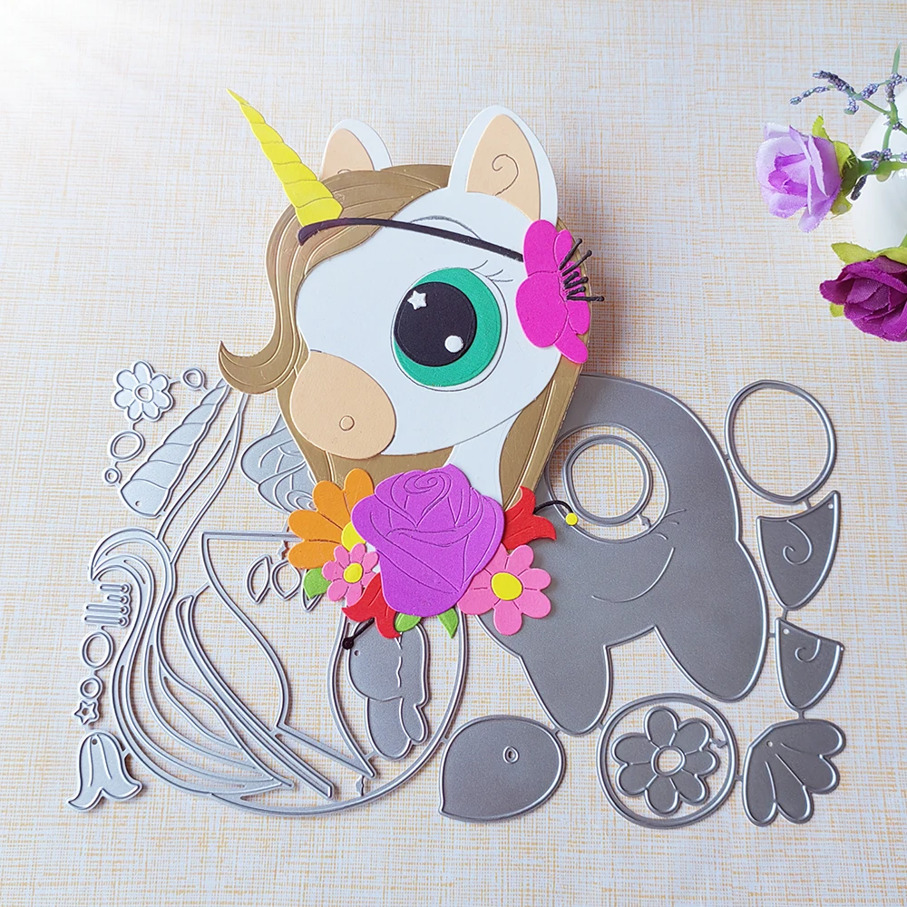 

New 14cm tall horse and unicorn cutting dies scrapbook decoration embossed photo album decoration card making DIY crafts