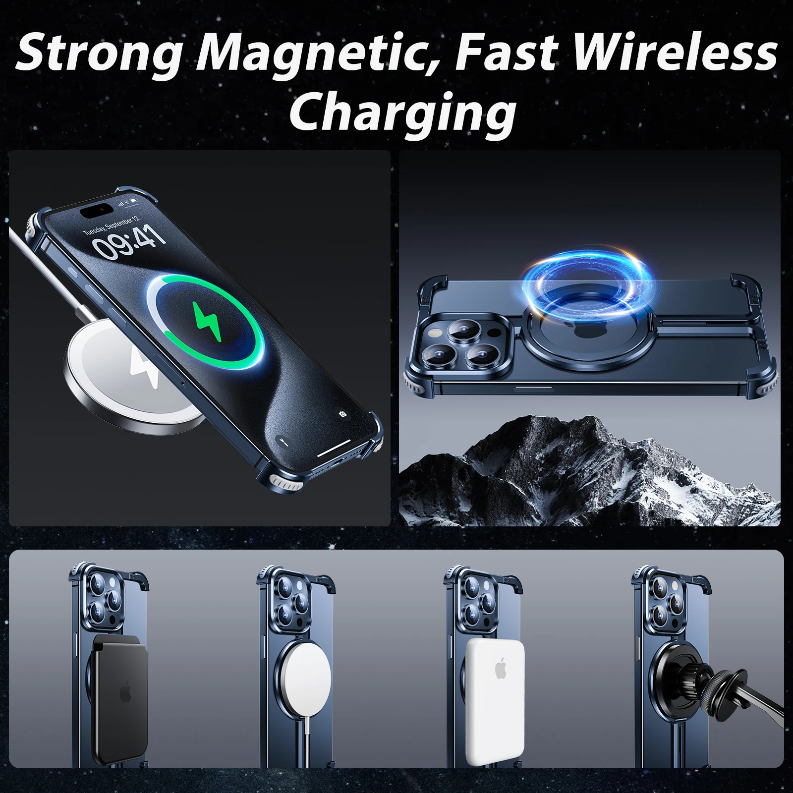 Oatsbasf Magsafe Phone Case for iPhone 12 Pro Max Wireless Charging Phone Cover w/ 120° Rotatable Ring Holder Magnetic Cell Case