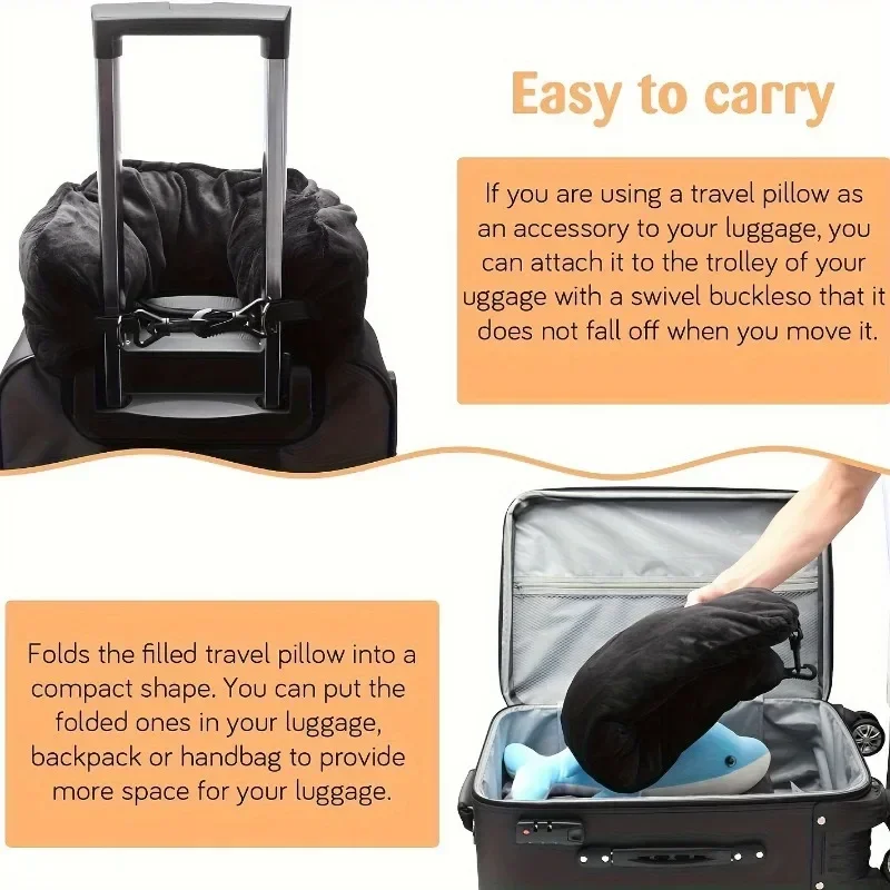 Travel Stuffable Neck Pillow Luggage Space-saving Portable Refillable Neck Support Cushion Car Train Airplane Headrest Pillow 6