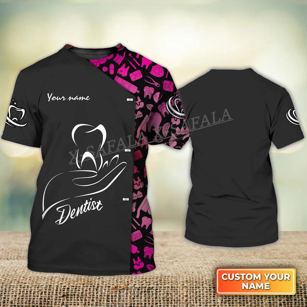 

Футболка Стоматологическая с круглым вырезом, персонализированная Повседневная тенниска из молочного волокна с 3D-принтом имени, для мужчин и женщин, 2