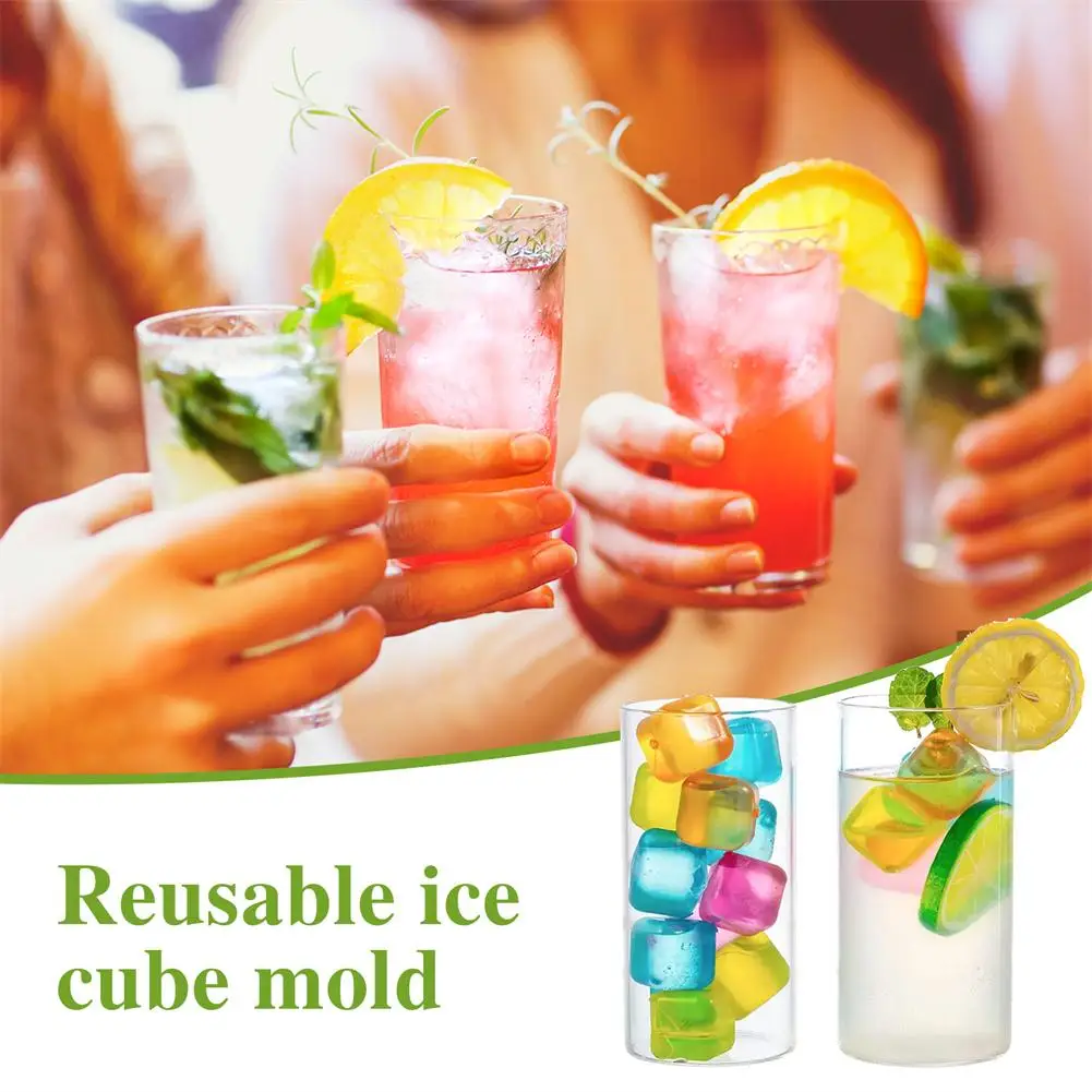 20PCS Reusable Ice Cube Random Color Food Grade Refreezable Reusable Washable Ice Cubes For Picnic Camping
