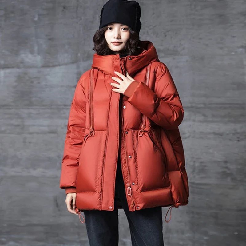 

MODX Janveny Women's Winter 90% Duck Down Jacket Hooded Autumn Thick Warm Puffer Coat Windbreasker A-lined Female Fashion Parkas