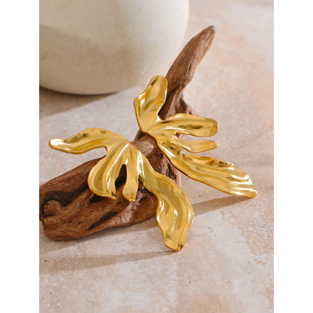 Yhpup Earrings Stainless Steel 18k Gold PVD Plated Prevents Allergy for Women
