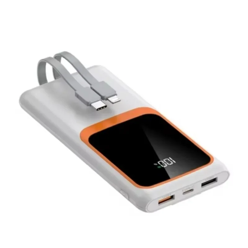 

Thin Power Bank 10000mah USBC PD 20W Fast Charging Power Banks LED Display with 2 Wired for IPhone Samsung