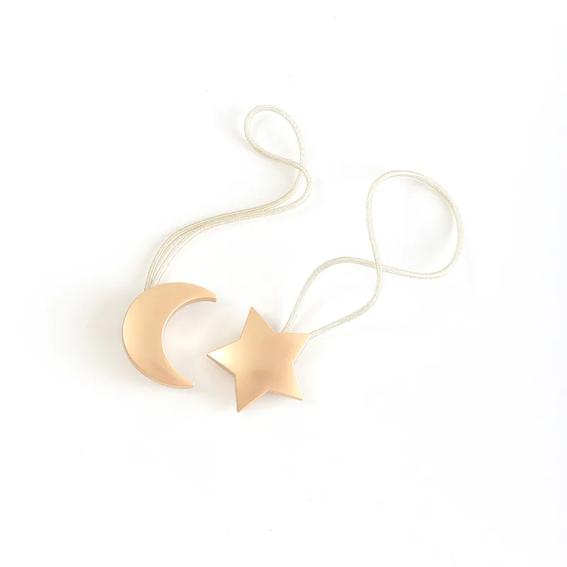 Metal Star And Moon Combination Curtain Magnetic Buckle Strap No Punching Free Installation Moon Shape Curtain Buckle 4