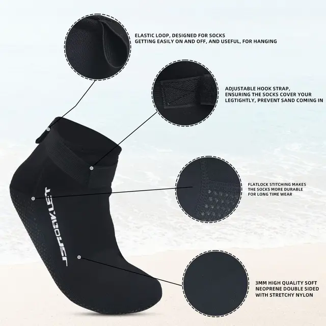 Men Women's 3MM Neoprene Diving Socks Warm Swimming Snorkeling Beach Volleyball Water Sports Boots Low Cut Wetsuit Shoes 6