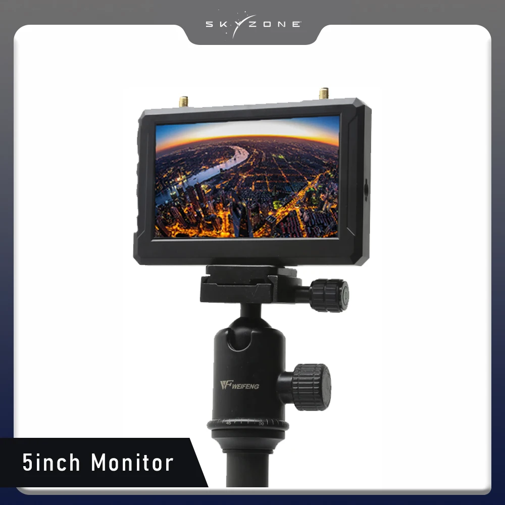 Skyzone 5.8Ghz 5inch FPV Monitor with DVR 5.8G 48CH Dual Receiver for FPV Drone Racing RC Quadcopter Multicopter Ground Station